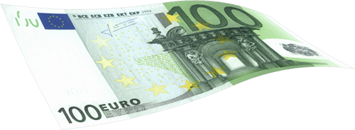 Flying euro bill